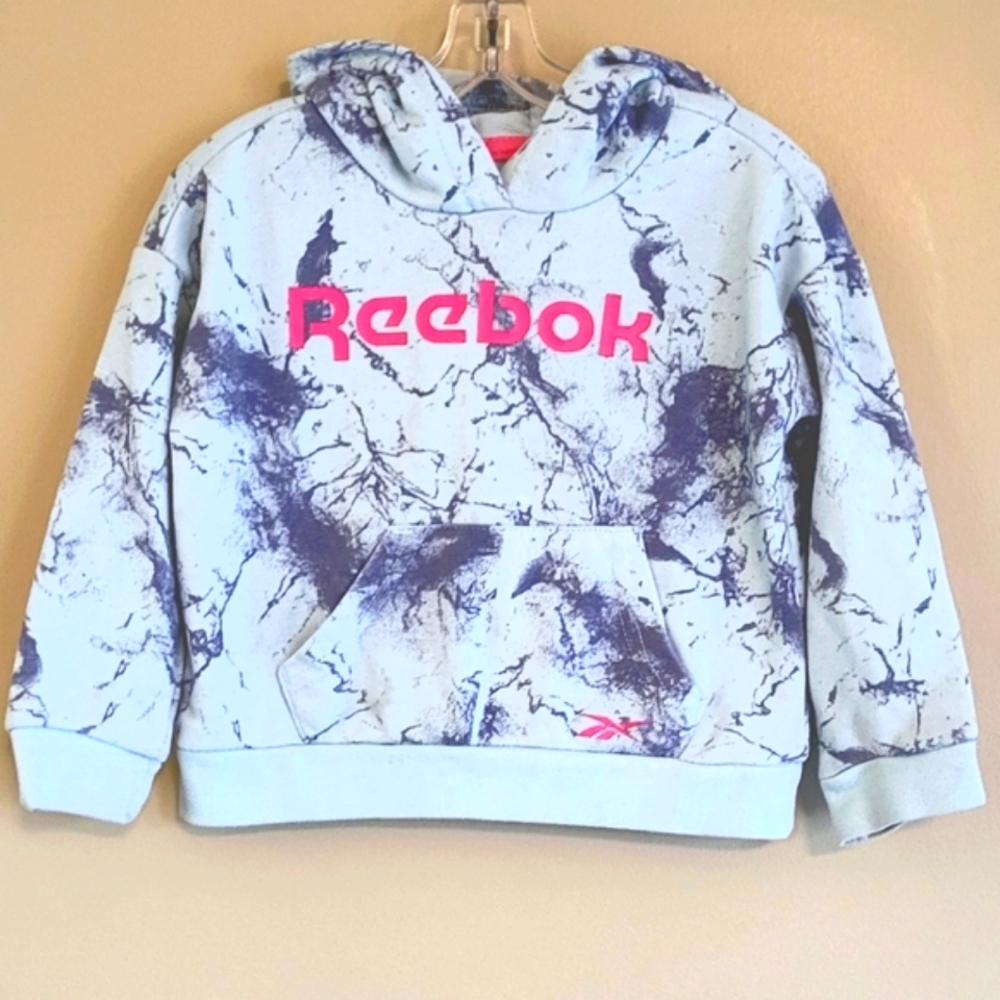 Reebok light blue/pink pullover hoodie